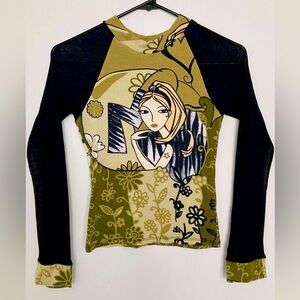 Euro Girl With Star Tattoo Mesh Top Small